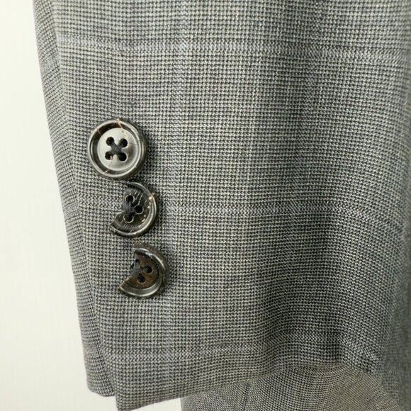 ERMENEGILDO ZEGNA Trofeo Wool 3 Button Front Checked Grey Blazer Jacket Size 50R - Picture 13 of 13